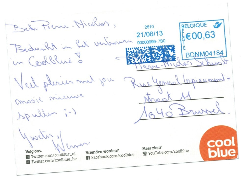 carte postale coolblue