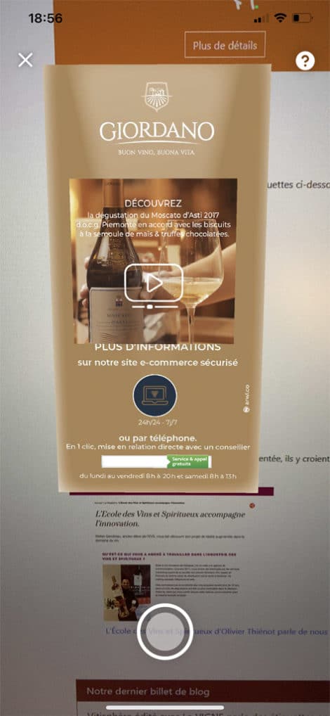 augmented reality label by giordano wine
