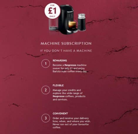 Nespresso subscription offer in the UK