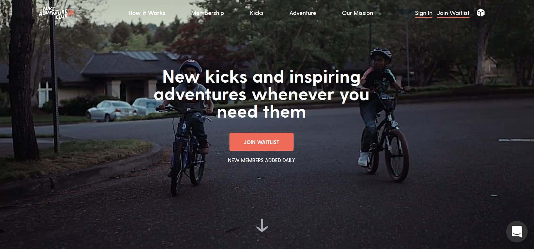 Nike adventure club homepage