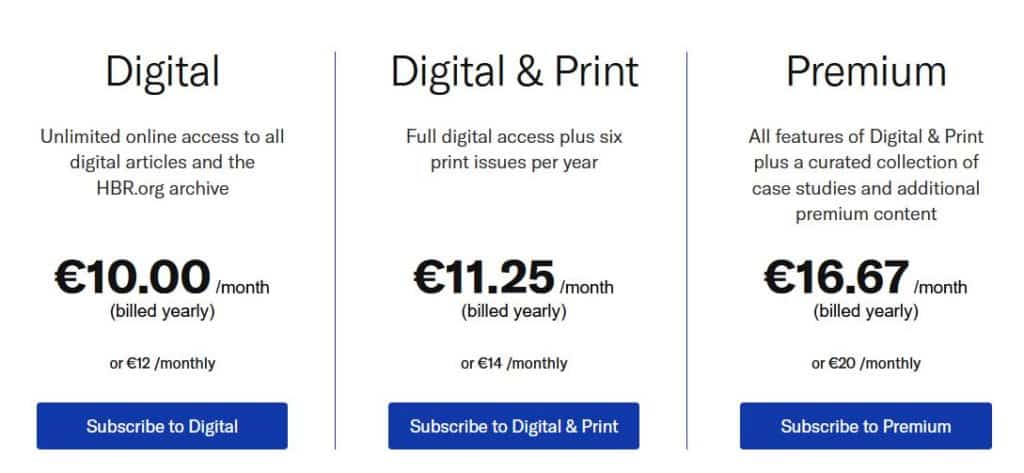 harvard business review subscription offers