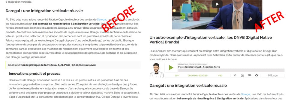 example of a podcast integration in an old article