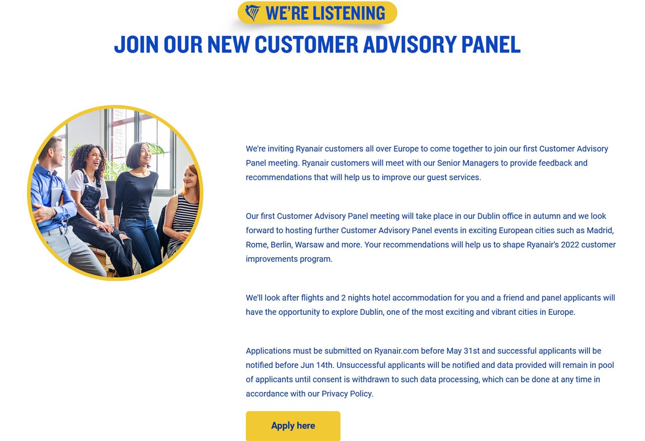 ryanair customer advisory panel
