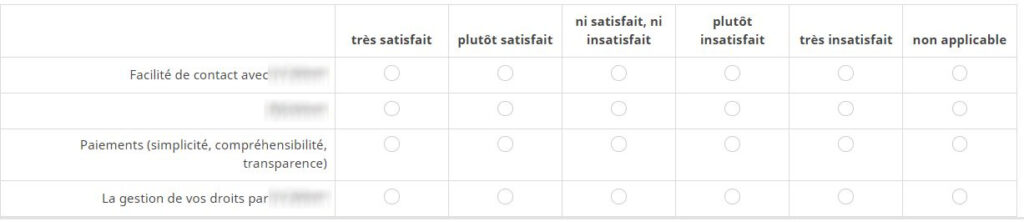 question matricielle dans un sondage